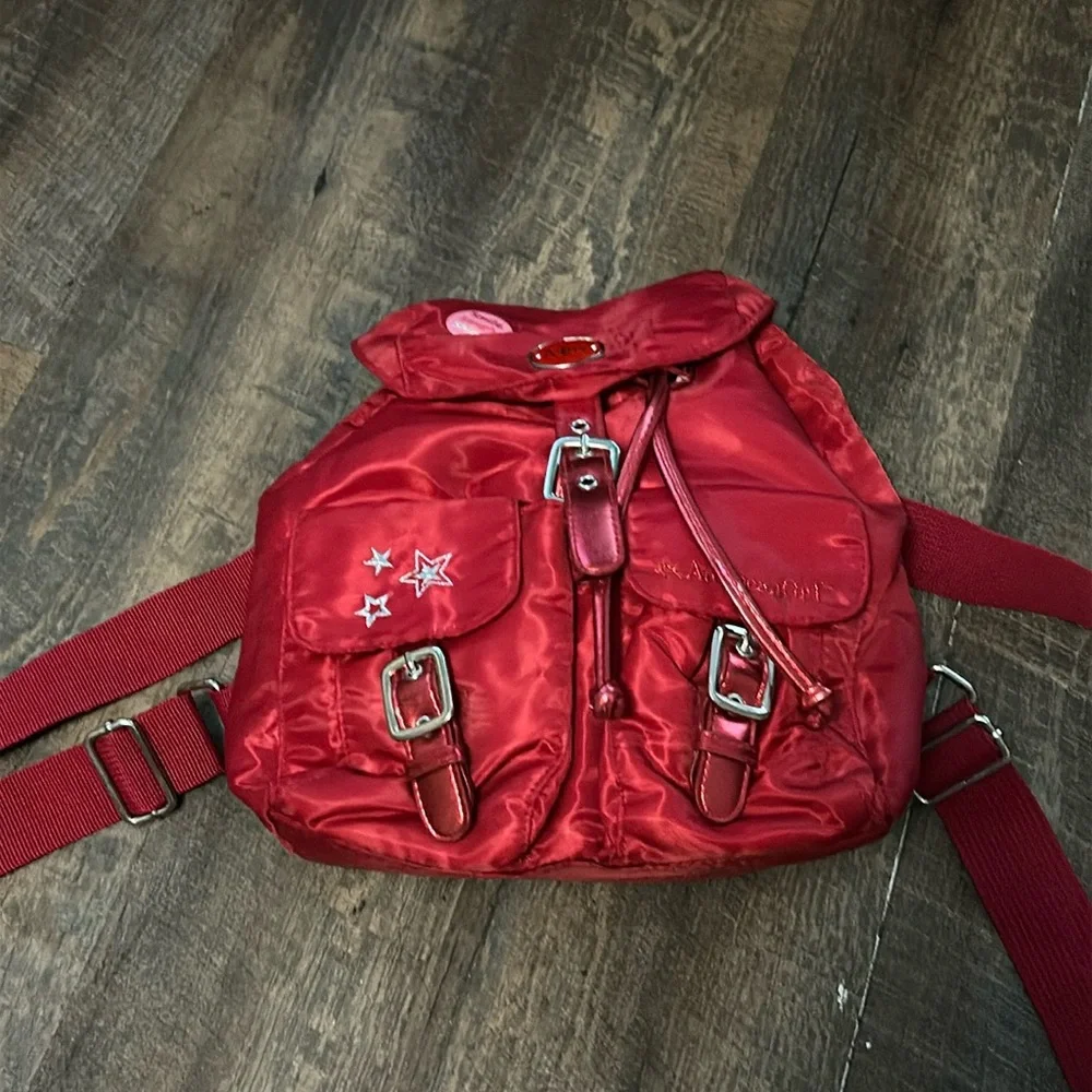American Girl Red Mini‎ Backpack with Snap Closure and Decorative Pin